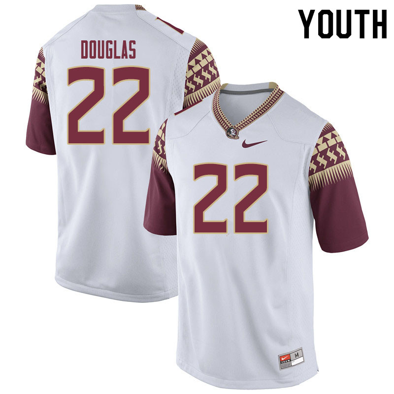 Youth #22 Ja'Khi Douglas Florida State Seminoles College Football Jerseys Sale-White - Click Image to Close